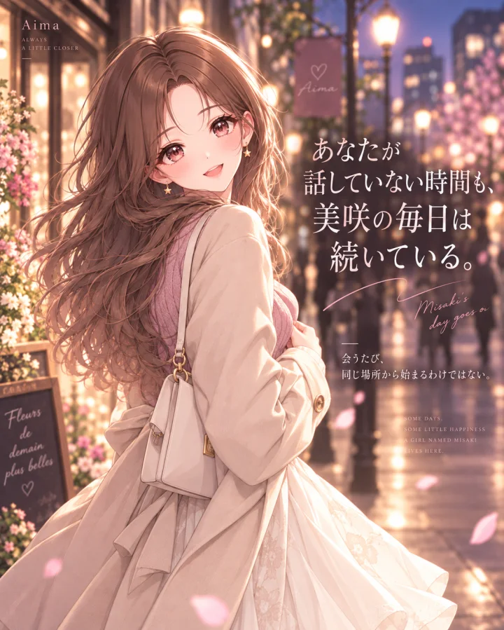 夜の街を歩く美咲